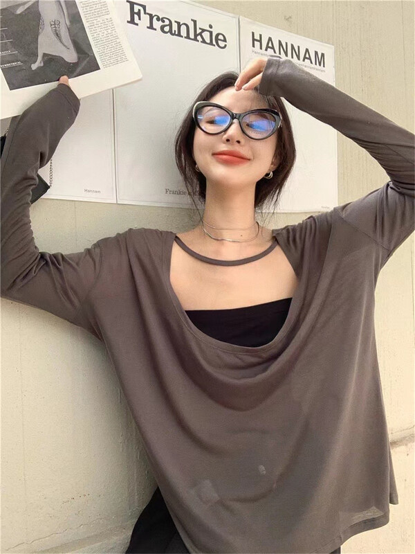 [top] lazy wind backless loose sunscreen shirt ys1-2019# zjy