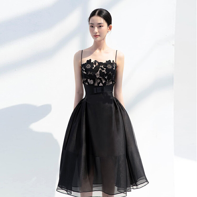 [pepper] Vietnamese minority slightly drunk and lustful Girl Flower Embroidery Black Lace suspender dress dress 6267# Cl