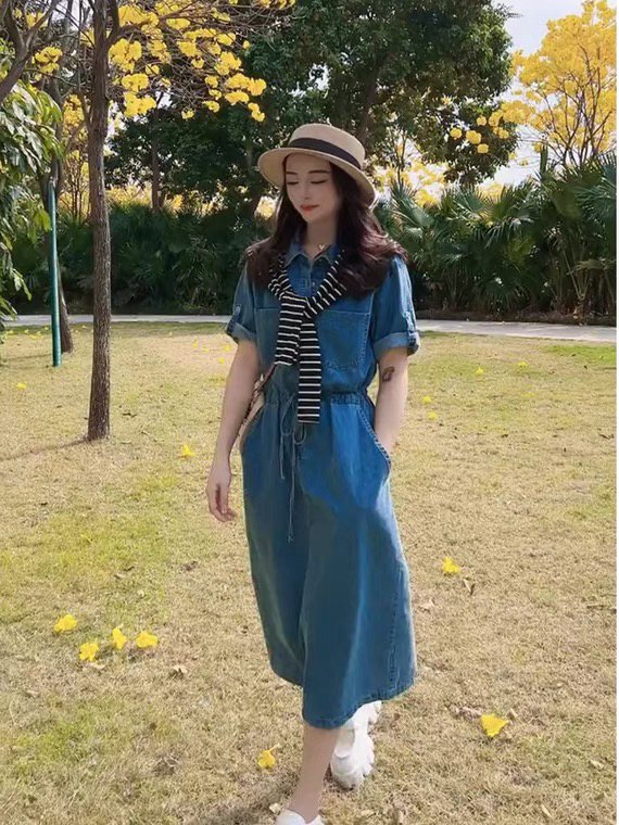 [L.LSTUDIO] Vintage Hong Kong Taste Waist Denim Skirt (with Removable Shawl) 7454# PCZ