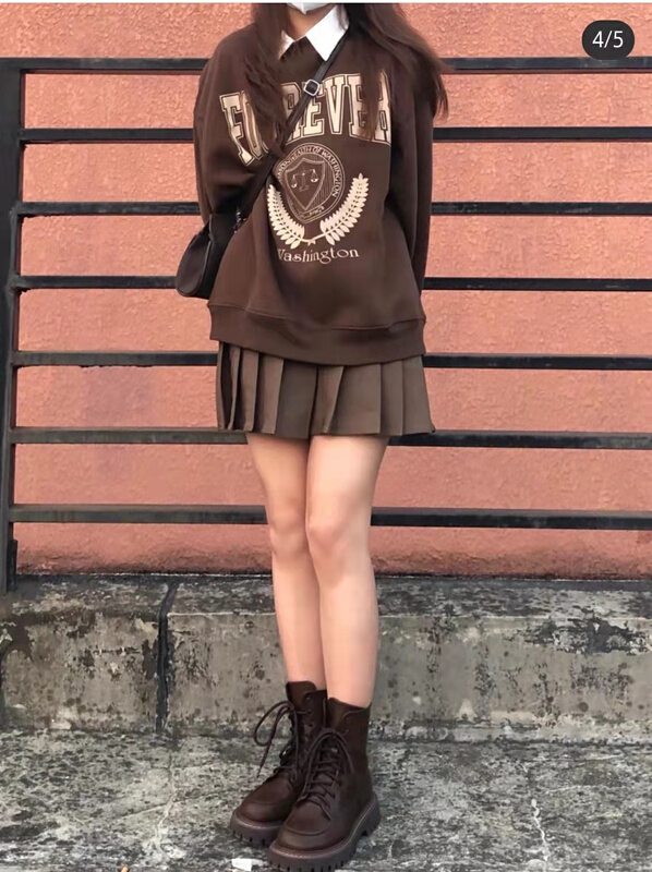 New year in early spring! [Gangan] coffee pleated high waist A-line skirt 8472# ll