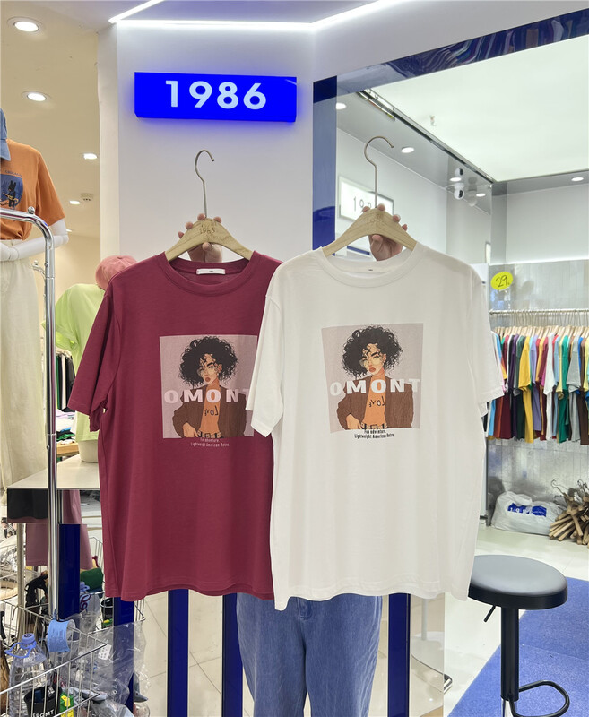 [1986] crew neck print versatile short sleeve T-shirt 977# LSL