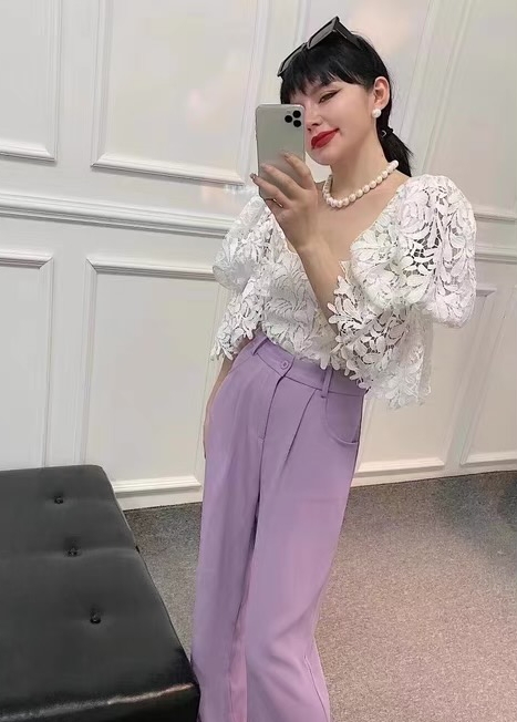 [mix] hollow out lace hook flower Pullover short sleeved shirt 0203# WTT