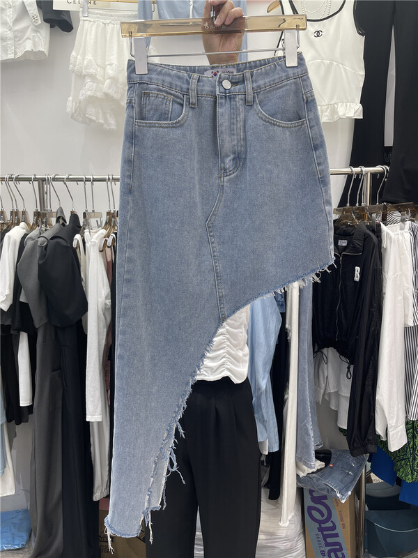[show] irregular design denim skirt 28081# ozq
