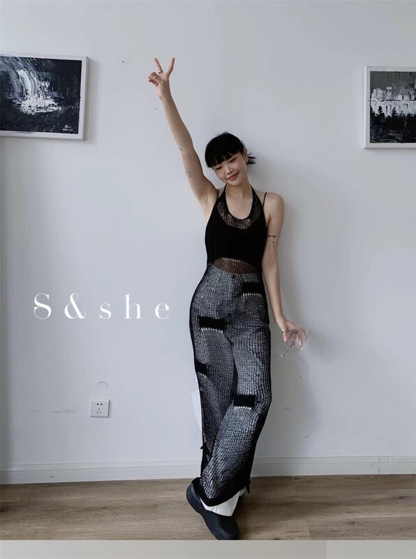 New in early summer! [S & she] fashionable design mesh dress 1162a# XJ
