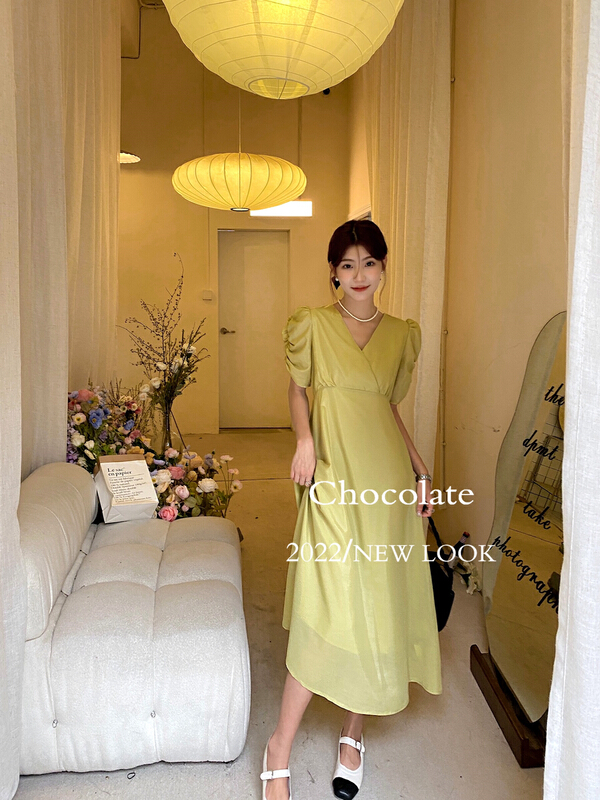[chocolate] Korean pearlescent loose dress (with belt) 21019# ll