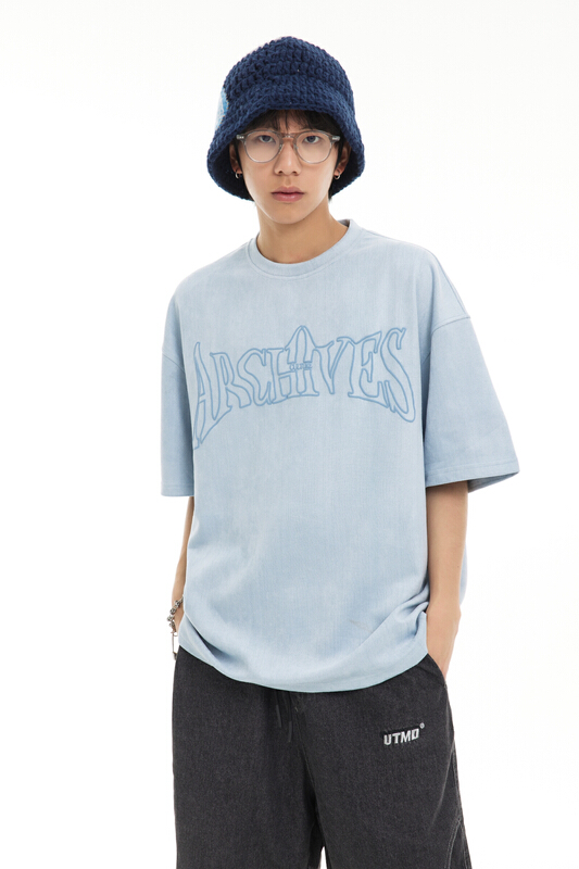 [Tess] national fashion men's clothing niche versatile short sleeve T-shirt lot2419# ZZL