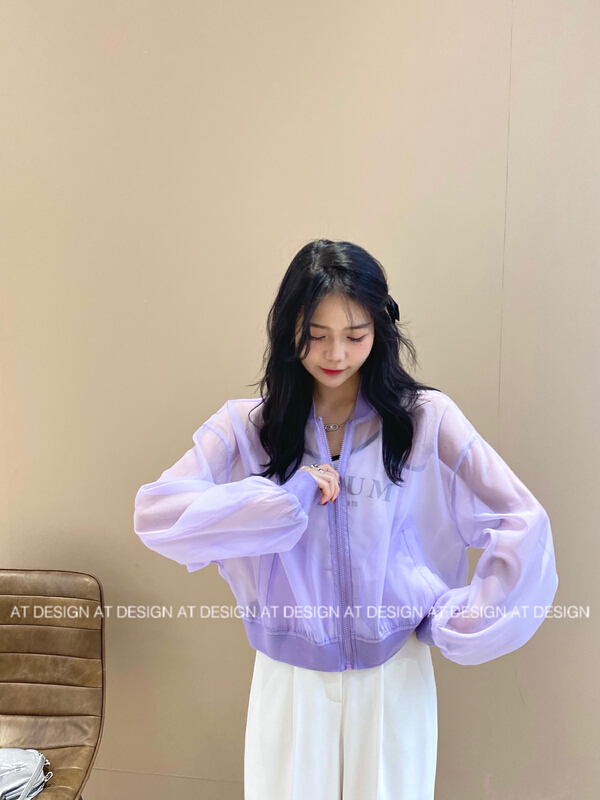 [at] back embroidered English letters sunscreen shirt 93138# LSL