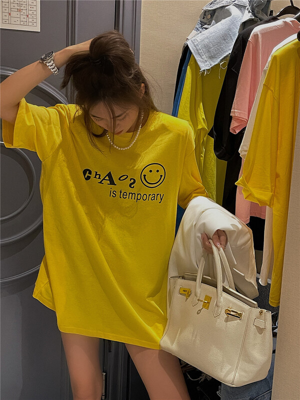 New in early summer! [Wu / u] Korean fashion basic printing versatile short sleeve T-shirt ys1-6672# LSL