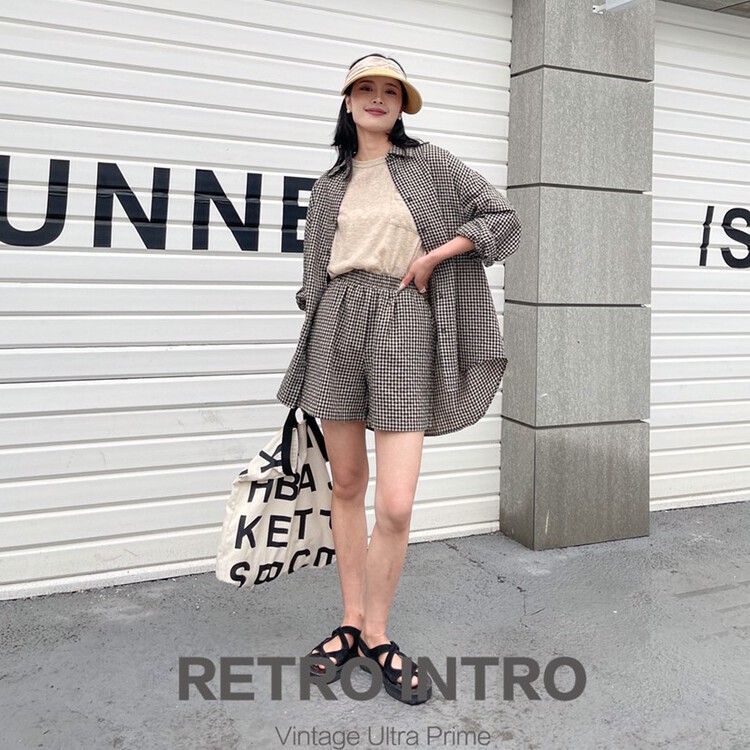 New in early summer! [Rin] Japanese loose and thin Plaid casual shorts r21116# cqw