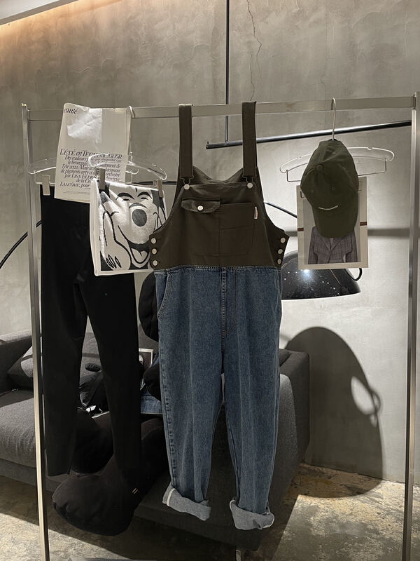 New year in early spring! [bobo1972] Korean color blocking denim suspenders gy-227607# ozq