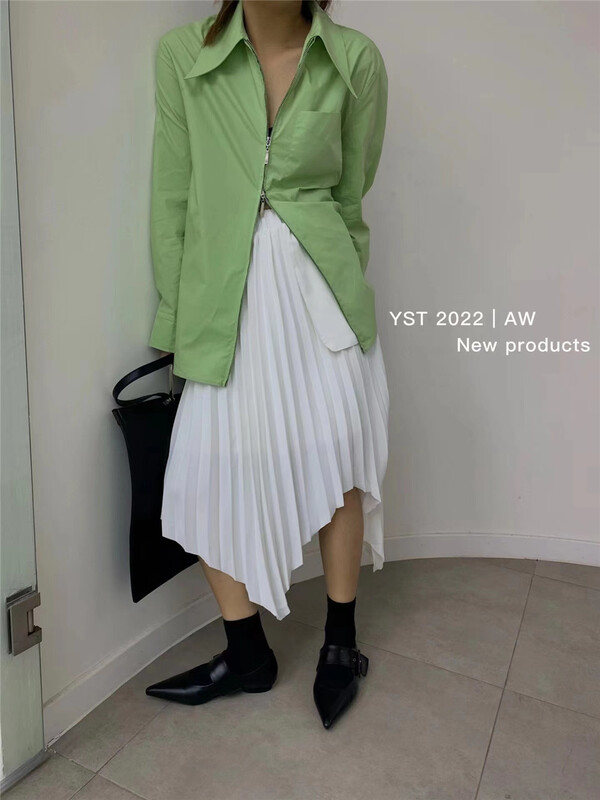 [YST] designed irregular hem pleated skirt ys1-3007# XJ