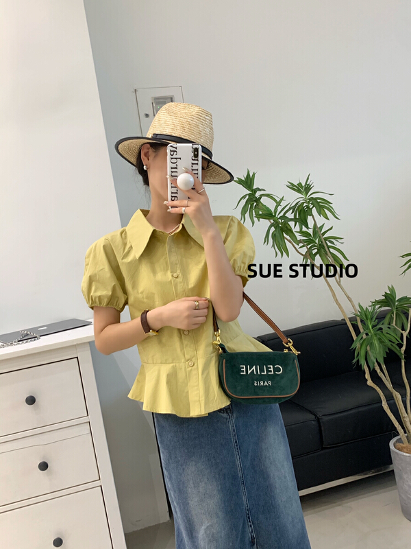New in early summer! [Sue studio] simple solid color versatile shirt 99950# ZSY