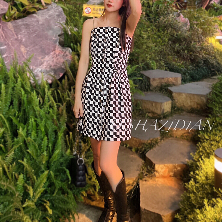 New year in early spring! [o.shazidian] color matching lady sling strap skirt 1372# CSX