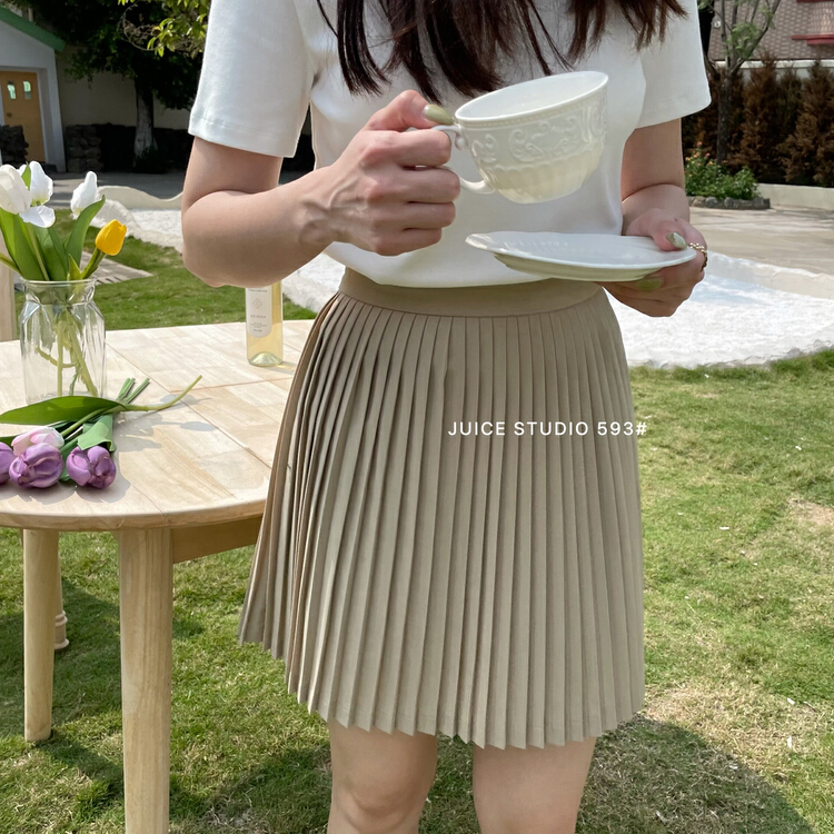 [juice] pleated simple Korean fashion skirt 593# ll