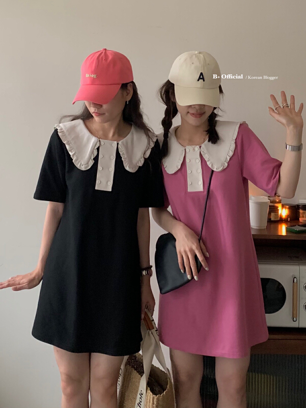 New in early summer! [B plus] aging contrast color baby collar dress 22-359-2# HBx