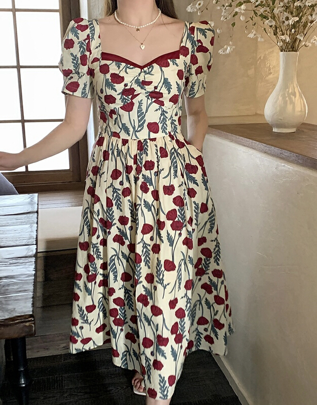 New in early summer! [JH] net red flower temperament dress (dress only) 41458# PCZ