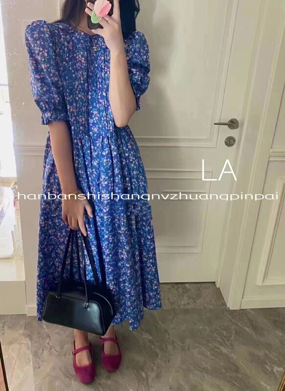 [laqssy] bubble sleeve lady floral dress 9108# LSL