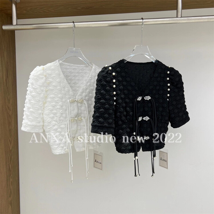 New in early summer! [Anna] Chinese style V-neck short button shirt 5533# JJ