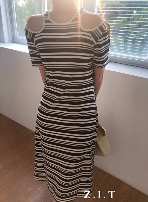 [z.i.t] niche design stripe waist dress op2223# zxl