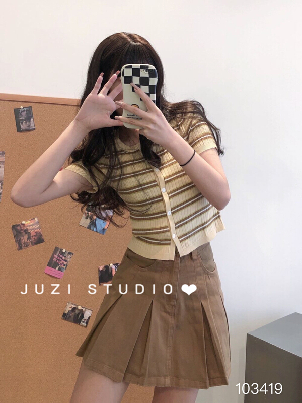 [June] striped single breasted fashion sweater 103419# XYY