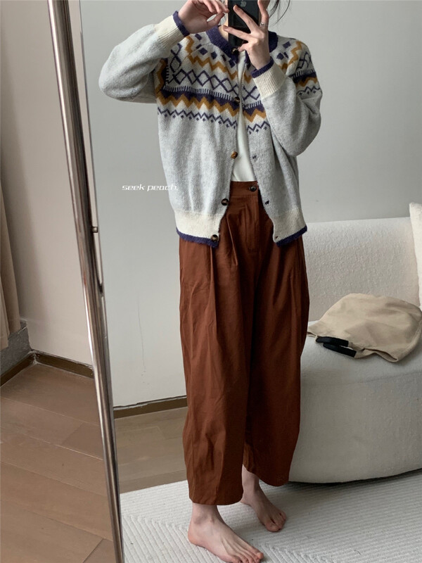 New year in early spring! [seek peach] single breasted comfortable classic knitted cardigan 11807# ll