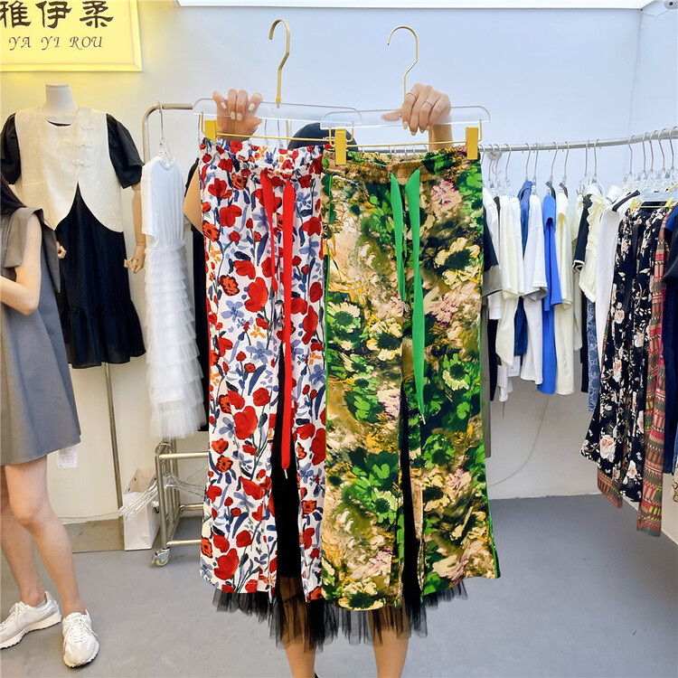 [yayirou] Vintage Chiffon Floral Casual pants 8908# zyh