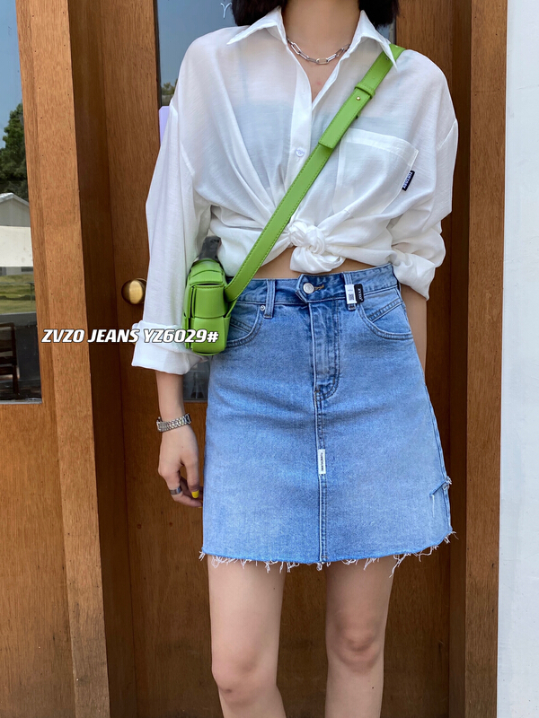 [zvzo] Korean version of versatile slim fitting denim skirt yz6029# CLS