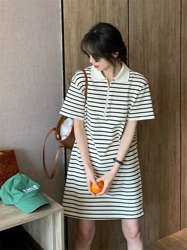 New in early summer! [Naikan Nik] fashion stripe versatile short sleeve T-shirt 9397# lwy