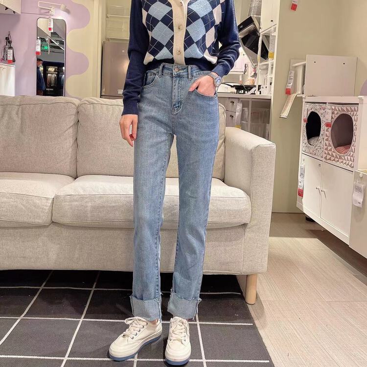 Early spring! [AI x2 jeans] elastic high waist smoke tube jeans 5602# hjy