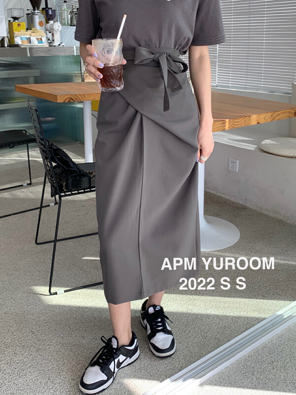 早春上新!【APM YUROOM 】韓版百搭高腰綁帶半身裙  22883#  LSL