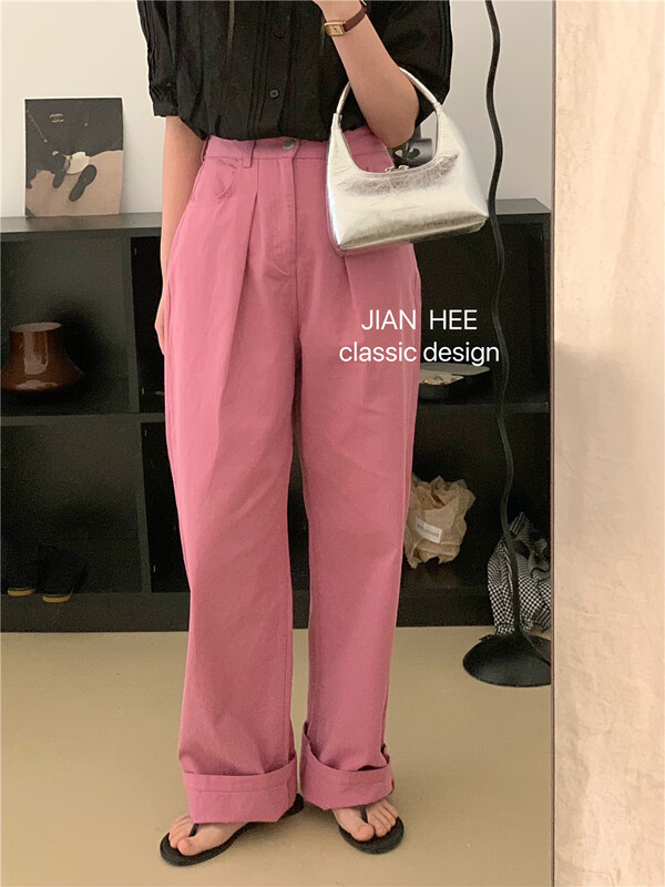 [Jian hee] solid straight baggy jeans 2282# ozq