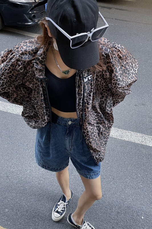 [bobo1972] leopard print fashion versatile sunscreen shirt 228853# ozq