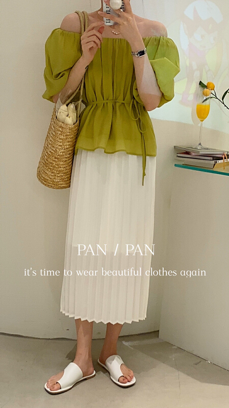 New in early summer! [Panpan] slim and versatile, slim and pleated skirt 8327# cqw