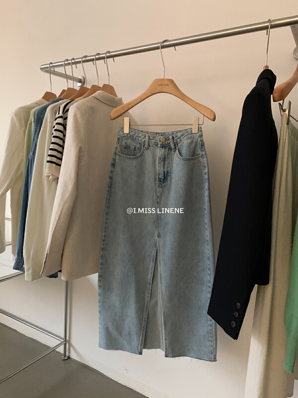 [Imiss] Korean style slit design slim denim skirt cx7936# LSW