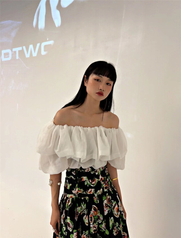 [D22] French style one shoulder short shirt 2221122# zxx
