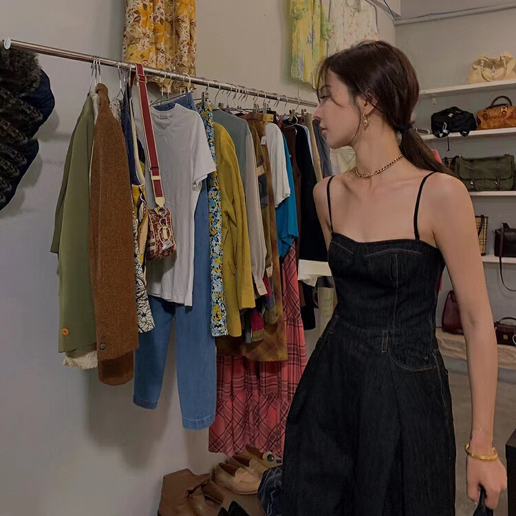 goods in stock! New in early summer! [are studio] design sense Strapless suspenders denim Jumpsuit 9911# WPL