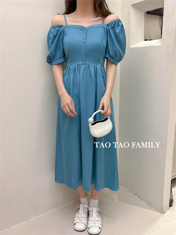 [Taotao family] Korean pure color temperament dress 3657-1\lwy