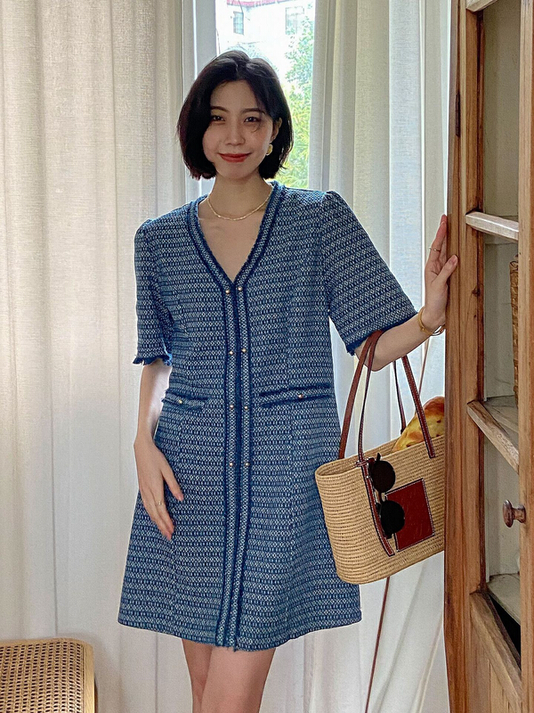 [secondtime] Korean fashion V-neck denim dress 5215# XJ