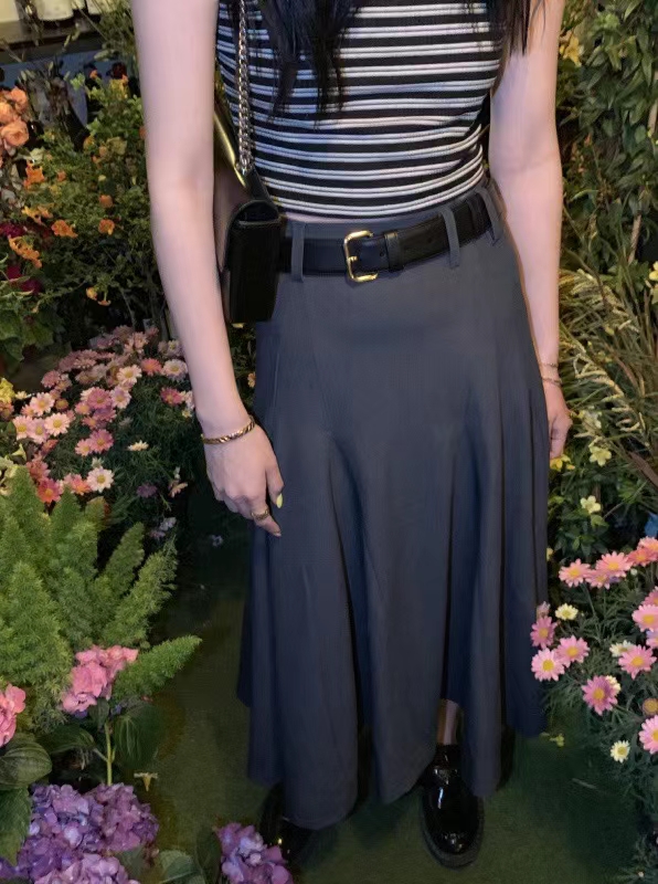 [kakajia] foreign style, versatile, draped, high waist, slim skirt (with belt) (only selling skirt) 2029# ozq