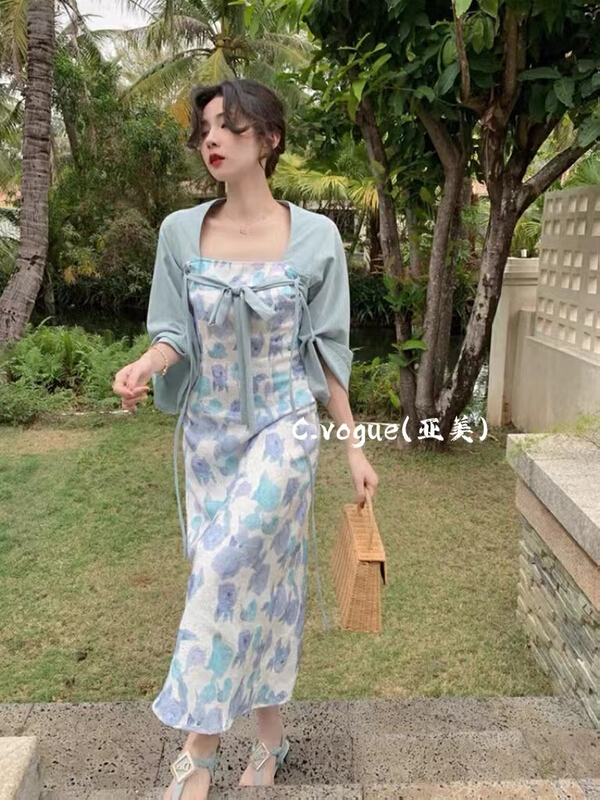 [c.vogue] fashion leave two medium length dresses 2369# PCZ