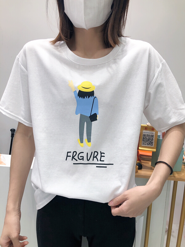 New in early summer! [three thousand gold] simple cartoon printed short sleeve T-shirt 8009# ll