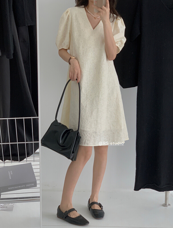 [RS] V-neck jacquard slim dress dh2181# XYY