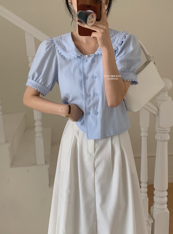 goods in stock! New in early summer! [your room] baby collar single breasted shirt ys2-8062# cqw