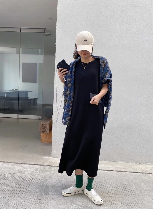 New year in early spring! [one seven] crew neck simple casual slim dress t3236# LSL