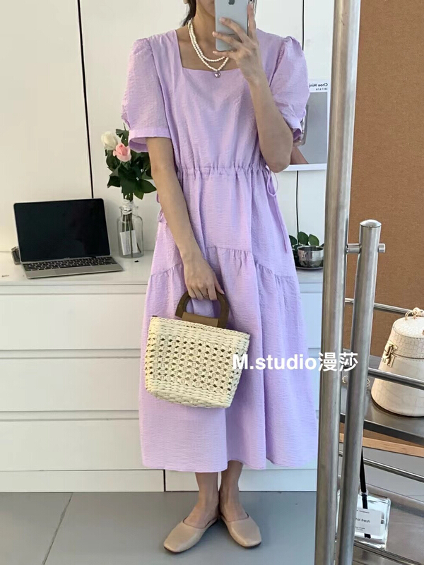 [MSTUDIO MANSA] square necked waistband dress 002# ll
