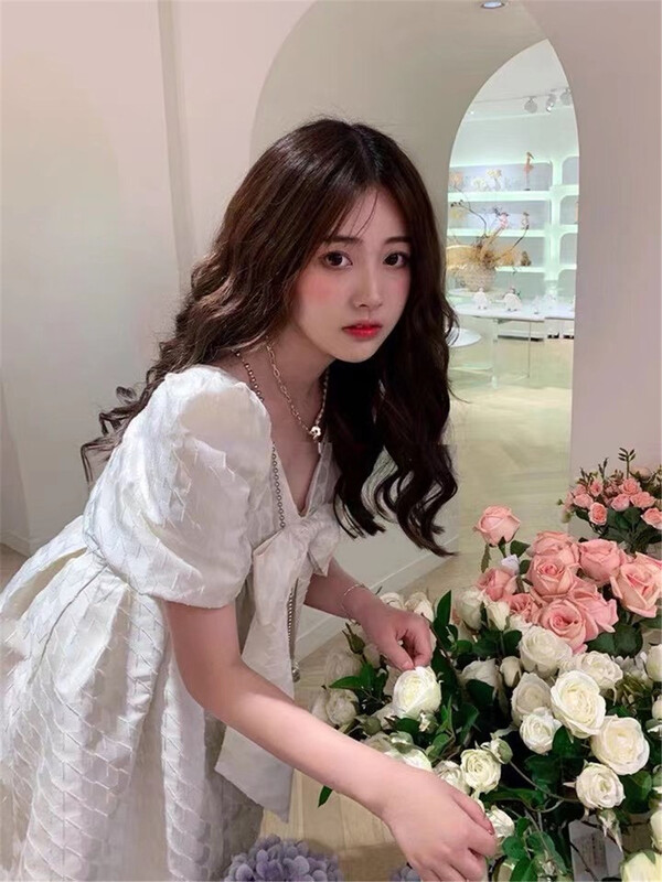 [yipinhan] solid color pleated bow dress 8978# PCZ