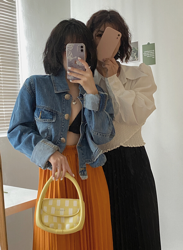 goods in stock! New year in early spring! [Dai Dai] hot girls show off their waist and look thin, personalized fashion denim jacket 4711# L