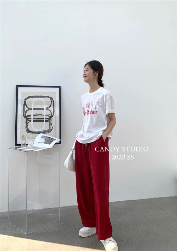[candy] elastic waist, wide legs, thin and versatile casual pants 3178# zjy