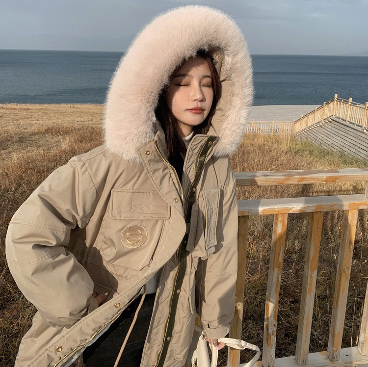 goods in stock! [Daidai] windproof super Han giant warm large wool collar warm down jacket (including 90% white duck down / without wool collar) ys1-y758# DB