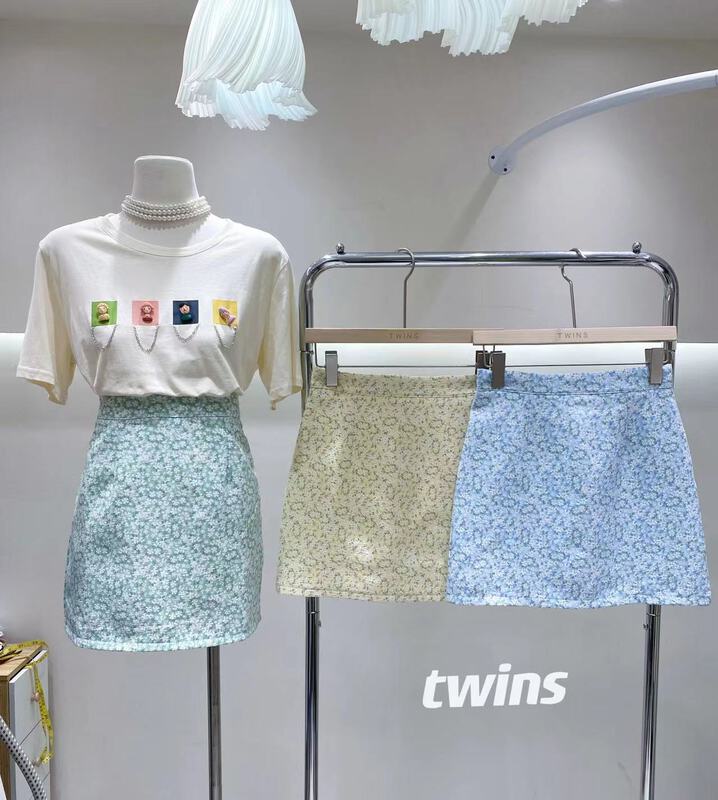 [twins] Korean sweet floral versatile skirt 8833# hjy